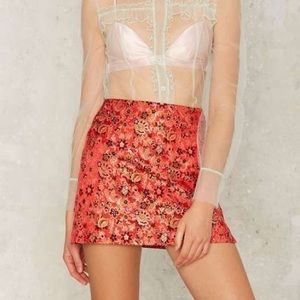 Nastygal collection red satin skirt